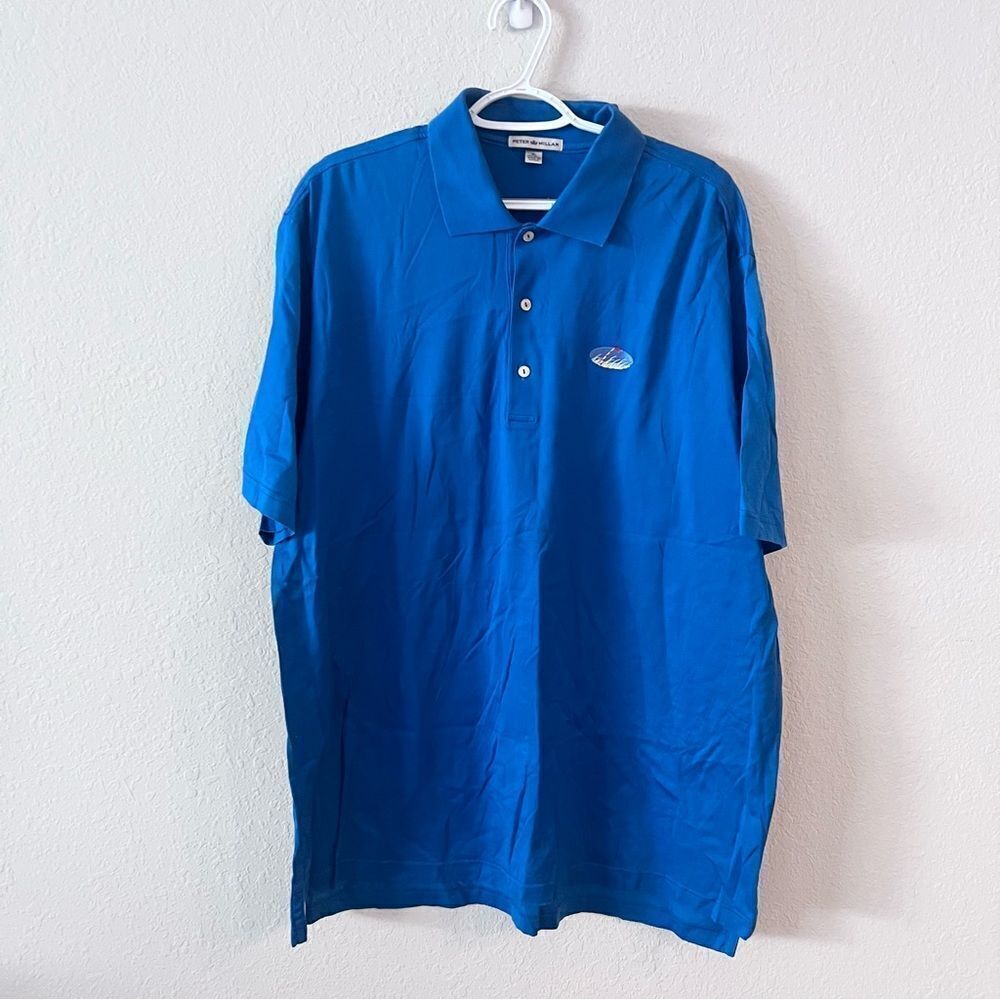 Peter Millar 100% Cotton Blue Polo Shirt Mens Short Sleeve Size XL
